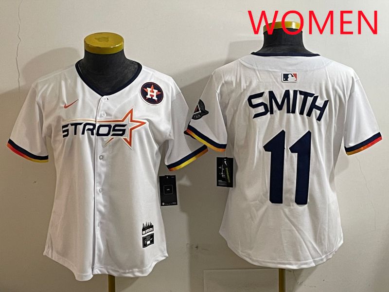 Women Houston Astros #11 Smith White three generations Joint Name Nike 2025 MLB Jersey style 10